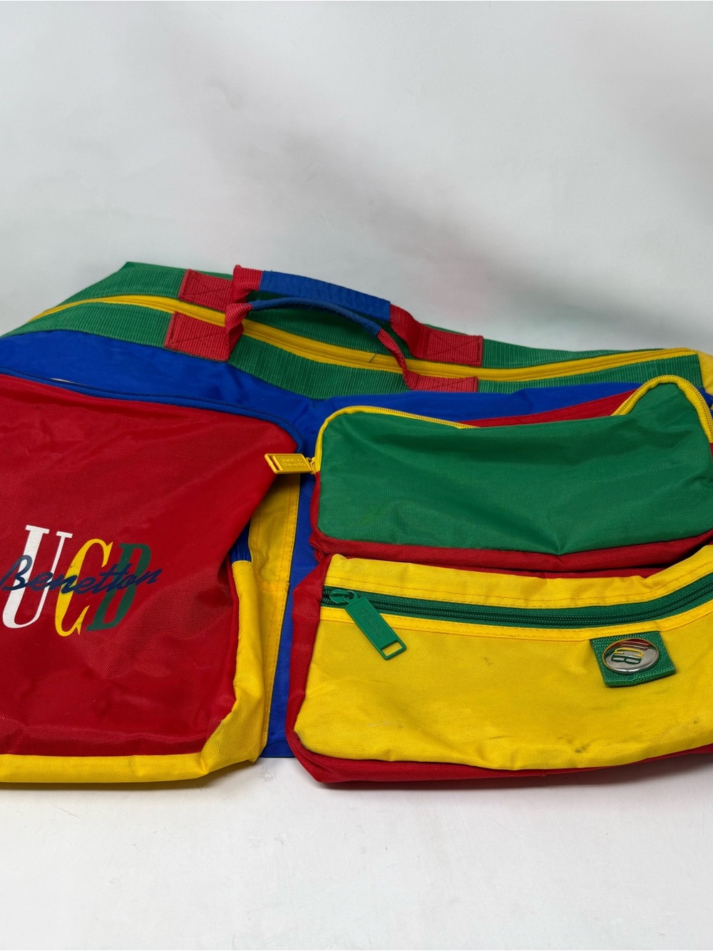 Colorblock Travel Duffel Bag in Red, Green, Blue & Yellow